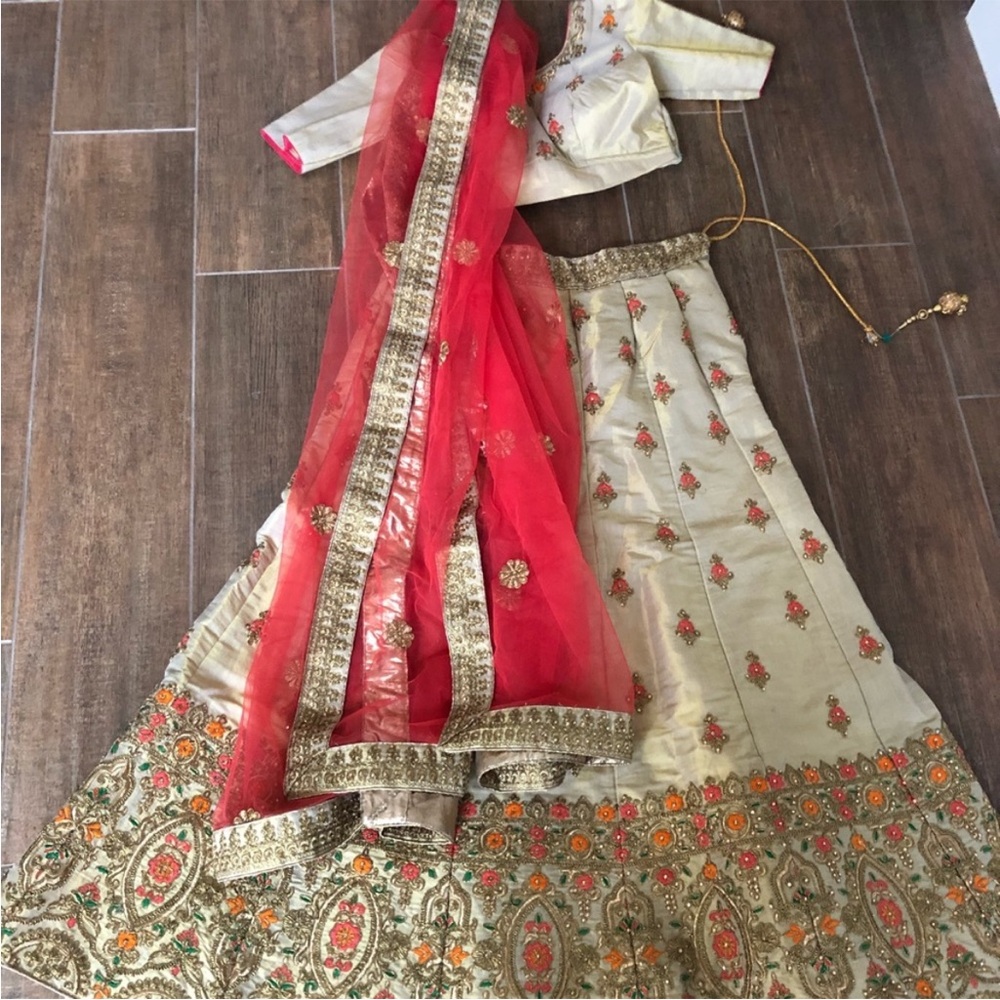 Champagne, Gold and Corsl Lehenga